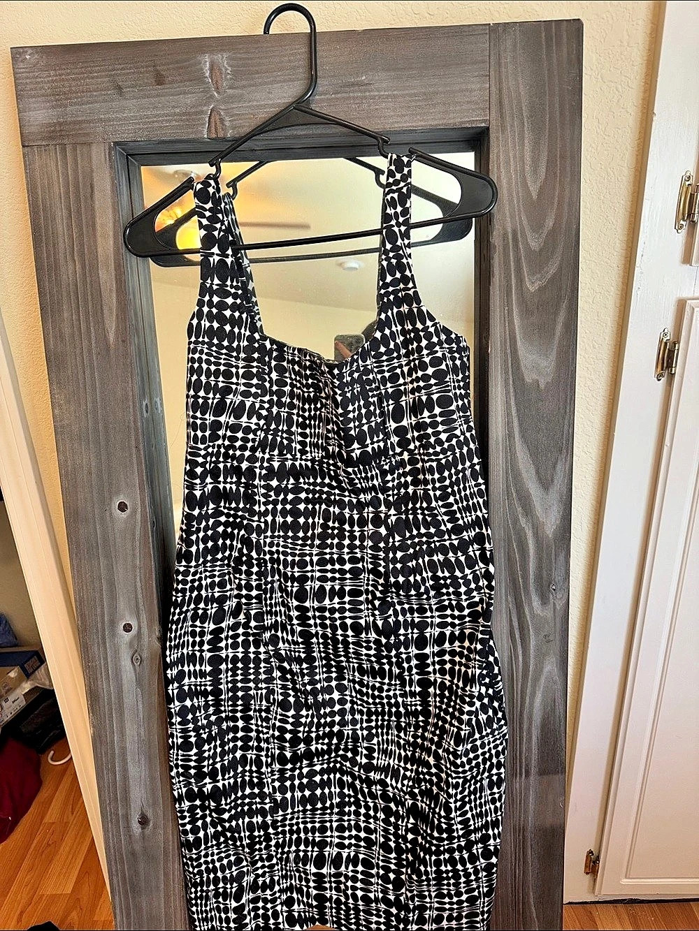 Geometric Midi Dress in Black & White